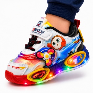 Pantofi sport cu lumini LED, Super Colour, Baieti, Piele ecologica, Multicolor - Img 1