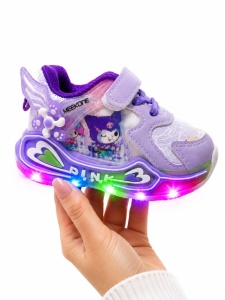 Pantofi sport cu luminite, Model cu holograma, Piele ecologica, Fete, Mov