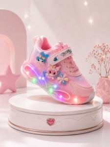 Pantofi sport cu luminite, Model You and Me, Piele ecologica, Fete, Roz - Img 2