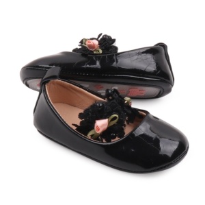 Pantofiori eleganti negrii cu trandafirasi roz - Img 5