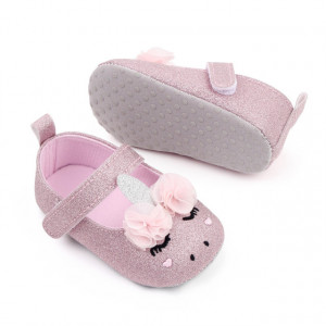 Pantofiori roz pudra pentru fetite - Unicorn