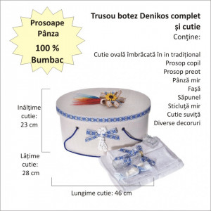 Set traditional, trusou botez, cutie trusou, lumanare si costum popular baietel, Denikos® C9090 - Img 2