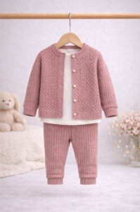 Set Tricot 3 Piese Bigimay - Roz pudrat