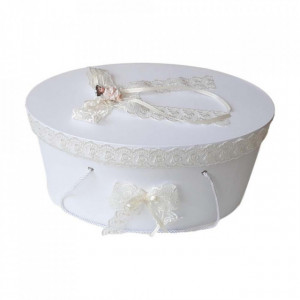 Set trusou botez, cutie trusou si lumanare, Ingeras, dantela ivoire, Denikos® 471 - Img 2