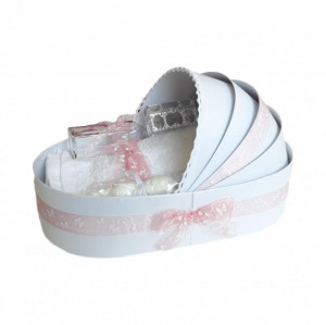 Trusou botez complet, in landou, decor cu fundita dusty rose cu fluturasi Denikos® 152 - Img 3