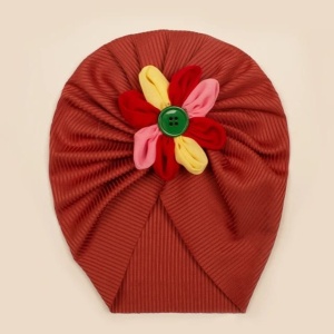 Caciulita tip turban cu floricica multicolora - Img 7