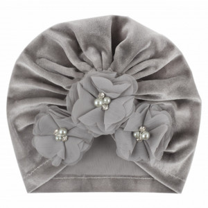 Caciulita tip turban din catifea cu flori aplicate - Img 6