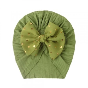 Caciulita verde tip turban cu fundita din tulle aplicata - Img 2