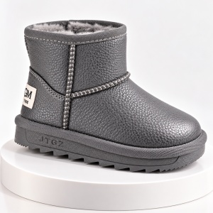 Cizme imblanite pentru fetita, Superbaby, Gri sidef, Model Simply Beautiful, piele ecologica