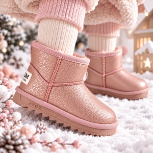Cizme roz sidefat pentru fetita, Superbaby, Model Simply Beautiful, piele ecologica - Img 3