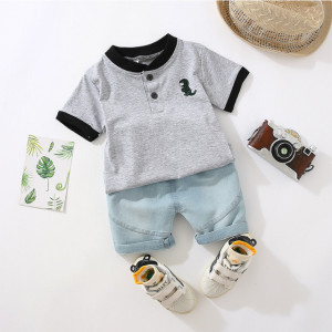 Costum cu tricou gri - Little dino