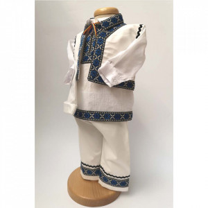 Costum traditional bebe baietel, Albastru, Denikos® 670 - Img 3