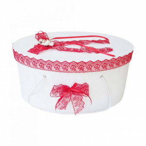 Cutie trusou botez dantela rosie si ingeras, Denikos® 389