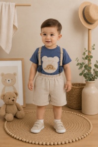 Donino, set pantalonasi cu tricou si bretele - Img 2