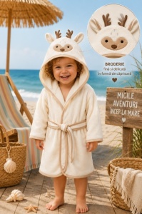 Halat de baie Premium cu caprioara brodata, Ramel - Img 3