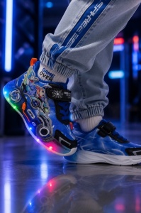 Pantofi sport cu lumini LED, Model Carting, Albastru - Img 5