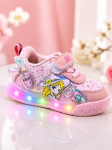 Pantofi sport cu luminite, Model Cocktail, Piele ecologica, Fete, Roz - Img 2
