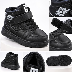 Pantofi sport imblaniti, Model Black Style, Negru, Baieti, Piele ecologica - Img 2
