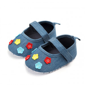Pantofiori din blugi cu floricele