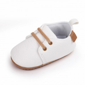 Pantofiori eleganti albi cu sireturi - Img 4