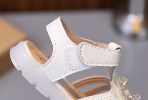 Sandale ivoire elegante fetite – cu flori 3D si talpa flexibila - Img 6