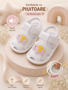 Sandalute albe cu piuitoare si luminite - Ponei - Img 3