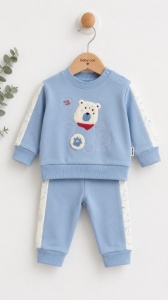Set din doua piese pentru bebelusi, bumbac, BABYCAN, Teddy Bear, bleu