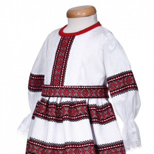 Set rochita traditionala fetita, trusou botez landou si lumanare, decor national, Denikos® 1061 - Img 6