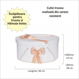 Set trusou botez si cutie trusou, dantela si fundite, decor Ivoire / Crem, Denikos® 840 - Img 2