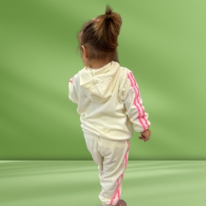 Trening ivoire din catifea pentru fetite - Dungi roz - Img 2