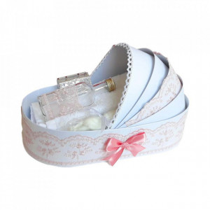 Trusou botez complet, in landou, decor elegant cu dantela dusty rose Denikos® 153 - Img 2