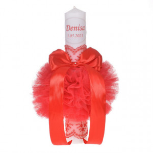 Trusou botez cu mesaj si lumanare botez personalizata, decor rosu, Denikos® 789 - Img 3