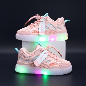 Adidasi roz cu dungi colorate si luminite