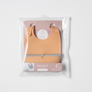 Baveta bebelusi Miniware Roll & Lock, 100% din silicon alimentar, Toffee - Img 5