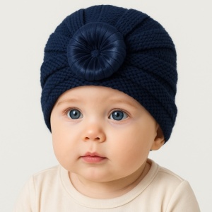Caciulita bleumarin crosetata tip turban