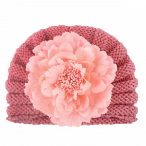 Caciulita crosetata tip turban cu floare aplicata - Img 4