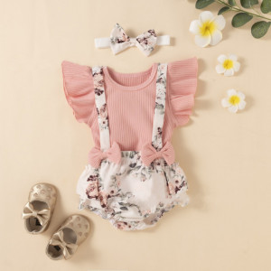 Costumas cu tricou roz - Floricele - Img 2