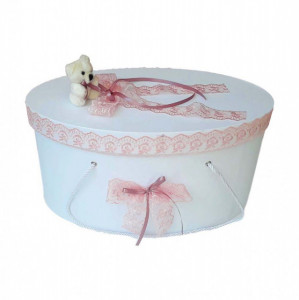 Cutie trusou botez dantela dusty rose si ursulet, Denikos® 400