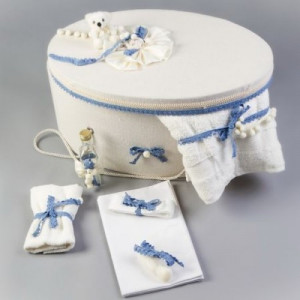 Cutie trusou decorata cu fundite si dantela bleu LG101-C - Img 2