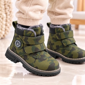 Ghete imblanite cu inchidere barete velcro, Model Army, Baieti, Piele ecologica - Img 3