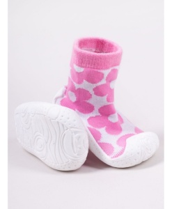 Mocasini pentru copii cu talpă antiderapantă – Design cu flori roz - Img 3