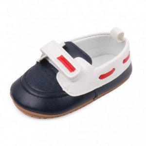 Pantofiori bleumarine cu alb de ocazie pentru baietei - Img 3