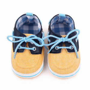 Pantofiori galben cu bleumarine tip mocasini - Img 3