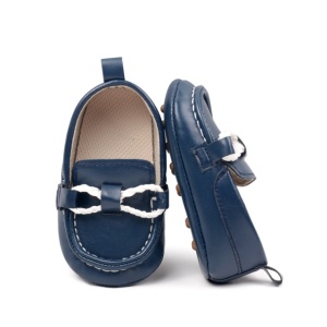 Pantofiori tip mocasini, bleumarin, cu fir alb impletit - Img 5