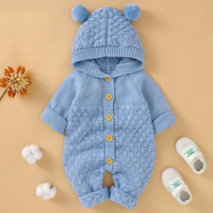 Salopeta bleu crosetata pentru bebelusi - Ursulet