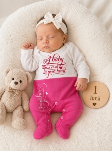 Salopeta din bumbac pentru bebelusi cu botosei, Cute Baby