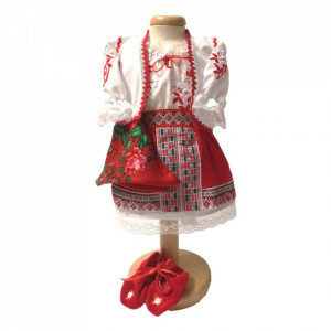 Set botez traditional fetita, trusou botez landou, lumanare si costum traditional, Denikos® 979 - Img 6