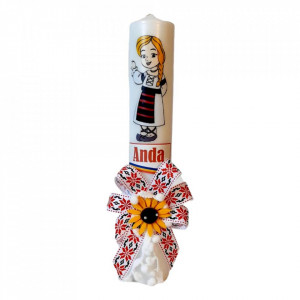 Set costum popular rochita traditionala, trusou si lumanare personalizata, decor national Denikos® C9020 - Img 3