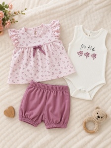 Set din 3 piese cu body, bumbac, DECO