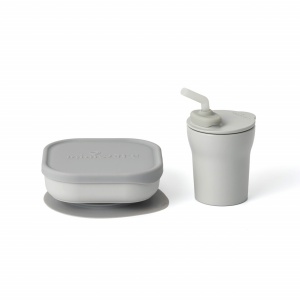 Set diversificare hrana bebelusi Miniware Sip&Snack, 100% din materiale naturale biodegradabile, 3 piese, Grey - Img 2